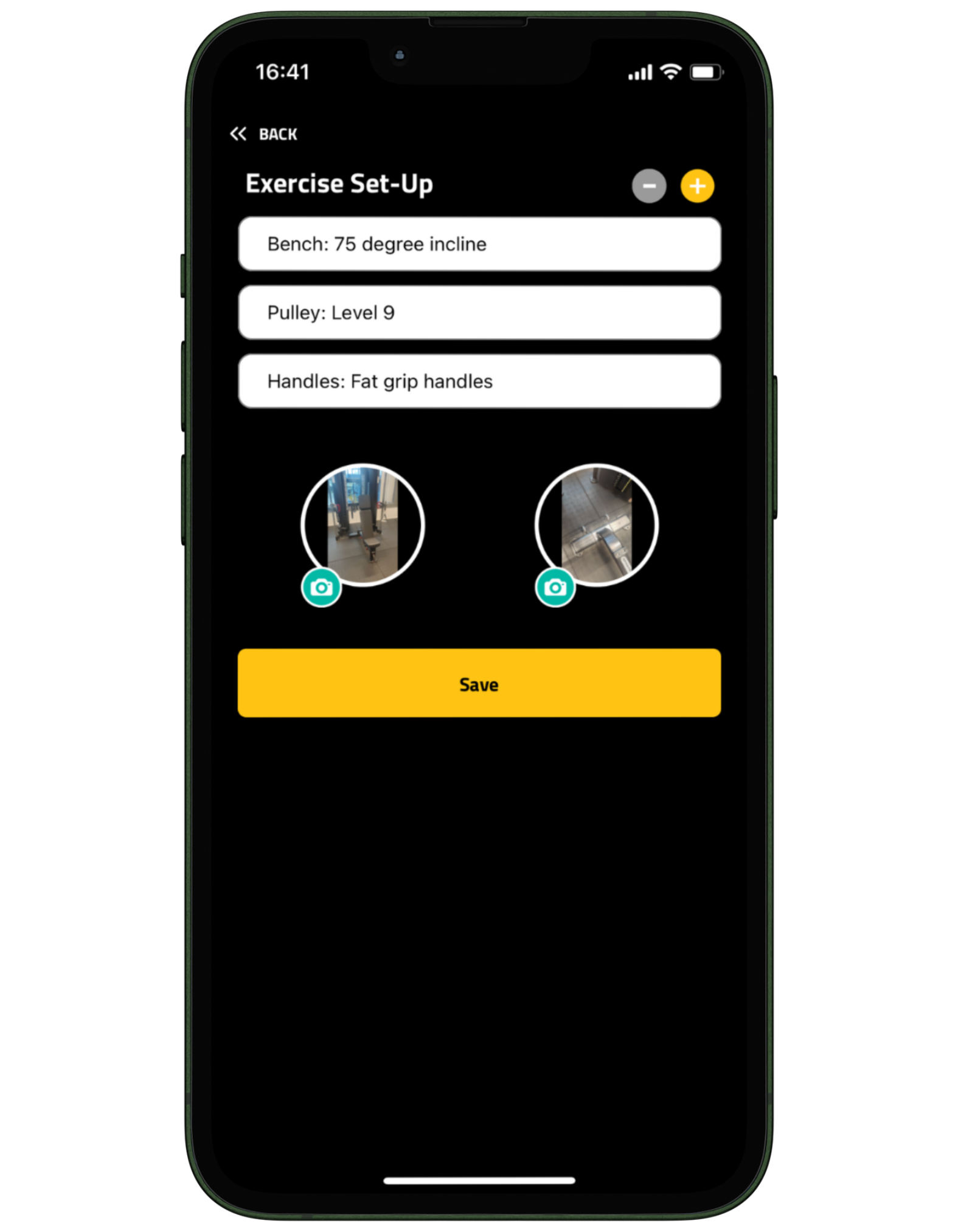 Set-up feature which allows you to share photos of the exercise set-up and specify how to set up the exercise in a correct manner